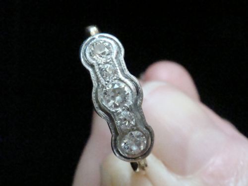 ART DECO 18CT PLATINUM OLD CUT CUT DIAMOND 5 STONE 035CT RING - ADDITIONAL PHOTO 4