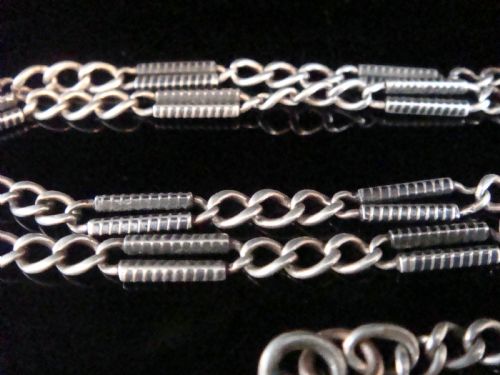 VICTORIAN NIELLO SILVER CHAIN ALBERT LARGE BOLT RING 19INCHES NECKLACE - ADDITIONAL PHOTO 2
