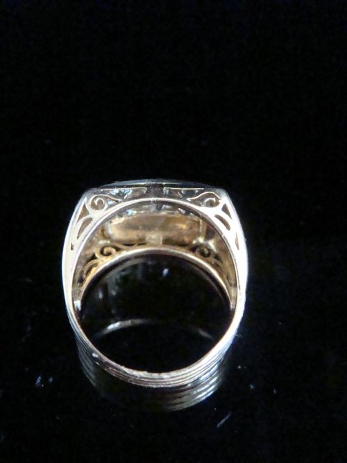 EDWARDIAN FRENCH TANK 18CT PLATINUM DIAMOND 100CT PAVE SET RING - ADDITIONAL PHOTO 2