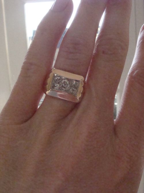 EDWARDIAN FRENCH TANK 18CT PLATINUM DIAMOND 100CT PAVE SET RING - ADDITIONAL PHOTO 4