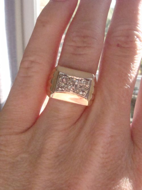 EDWARDIAN FRENCH TANK 18CT PLATINUM DIAMOND 100CT PAVE SET RING - ADDITIONAL PHOTO 5