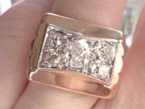 EDWARDIAN FRENCH TANK 18CT PLATINUM DIAMOND 100CT PAVE SET RING - ADDITIONAL PHOTO 6