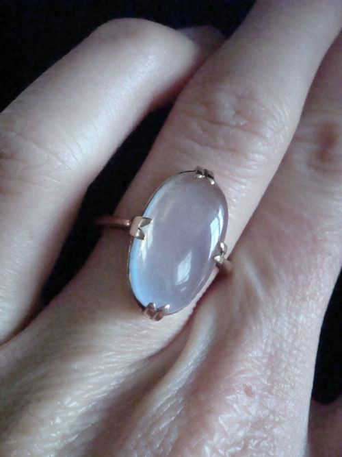 EDWARDIAN LARGE 9CT YELLOW GOLD NATURAL MOONSTONE SINGLE STONE SOLITAIRE RING - ADDITIONAL PHOTO 1