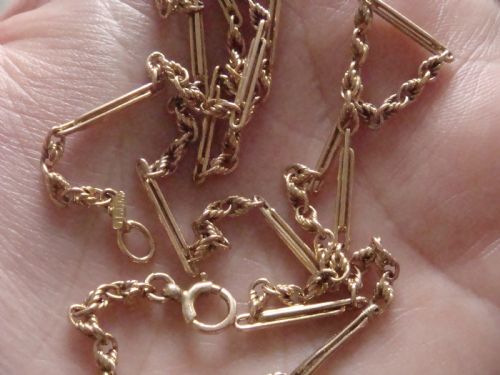 EDWARDIAN 9CT YELLOW GOLD FETTER TROMBONE CHAIN 175 58G - ADDITIONAL PHOTO 1