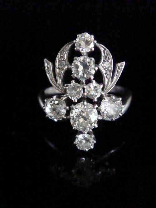 edwardian french 18ct platinum art nouveau diamond 205ct ring - CATEGORY: ANTIQUE JEWELLERY - DATED EDWARDIAN