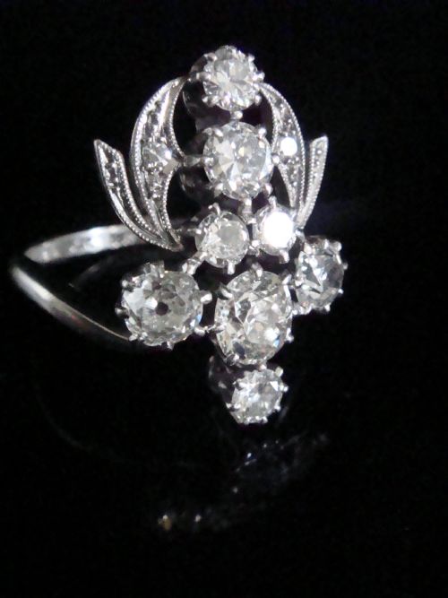 EDWARDIAN FRENCH 18CT PLATINUM ART NOUVEAU DIAMOND 205CT RING - ADDITIONAL PHOTO 3