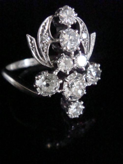 EDWARDIAN FRENCH 18CT PLATINUM ART NOUVEAU DIAMOND 205CT RING - ADDITIONAL PHOTO 5