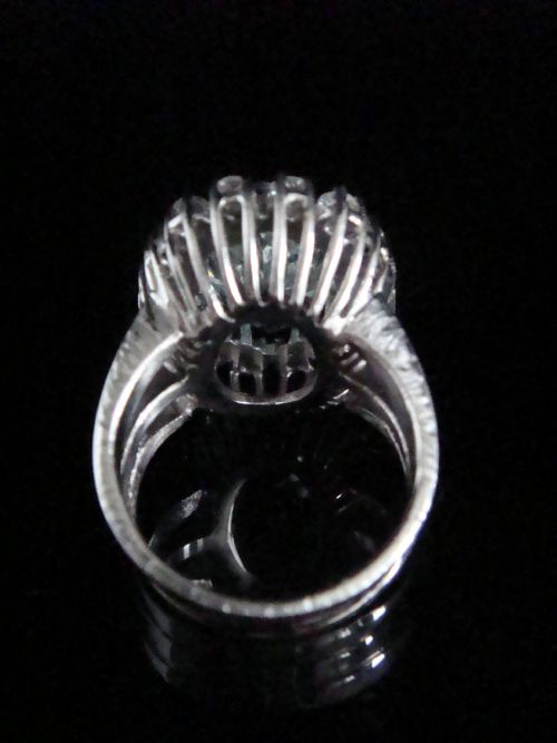 14CT 1940S VINTAGE WHITE GOLD NATURAL AQUAMARINE 6CT DIAMOND 112CT RING - ADDITIONAL PHOTO 4
