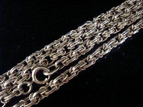 vintage antique 9ct yellow gold solid chain 175 inches 173g ornate link - CATEGORY: ANTIQUE JEWELLERY - DATED 1950