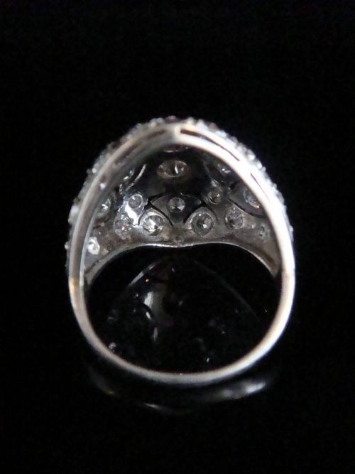 ART DECO PLATINUM OLD TRANSITIONAL CUT DIAMOND BOMBE 180CT RING - ADDITIONAL PHOTO 1