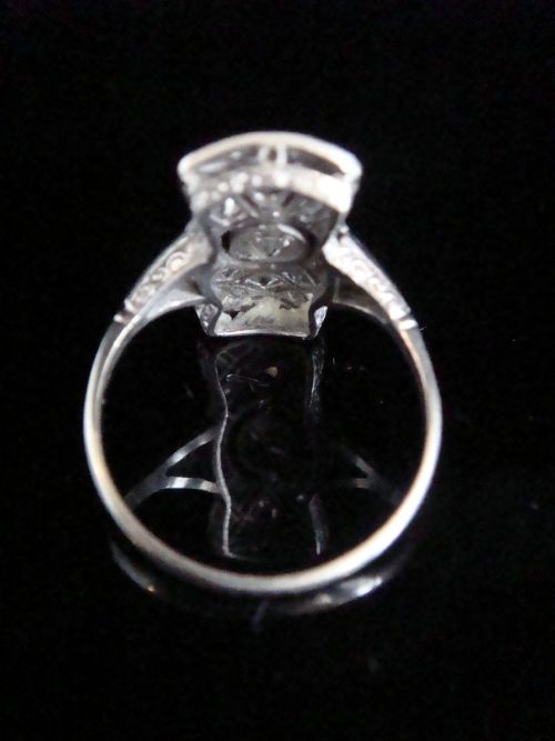 ORIGINAL ART DECO PLATINUM OLD TRANSITIONAL CUT DIAMOND PLAQUE 100CT RING - ADDITIONAL PHOTO 2