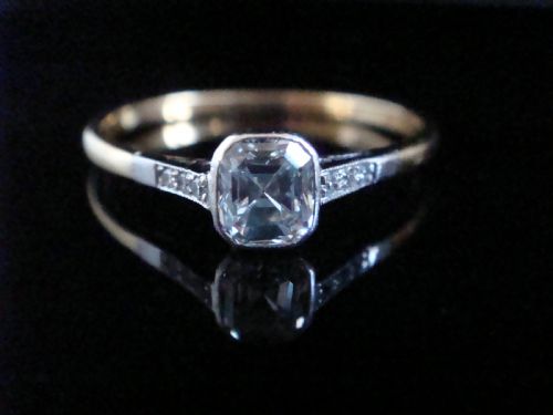 edwardian 18ct platinum yellow gold antique ascher diamond solitaire 050ct - CATEGORY: ANTIQUE JEWELLERY - DATED EDWARDIAN