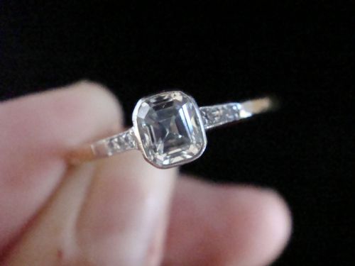 EDWARDIAN 18CT PLATINUM YELLOW GOLD ANTIQUE ASCHER DIAMOND SOLITAIRE 050CT - ADDITIONAL PHOTO 2