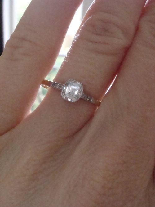 EDWARDIAN 18CT PLATINUM YELLOW GOLD ANTIQUE ASCHER DIAMOND SOLITAIRE 050CT - ADDITIONAL PHOTO 3