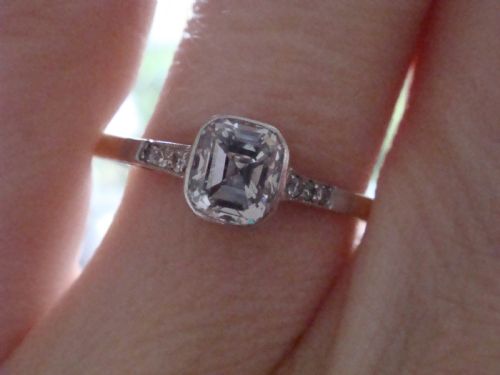 EDWARDIAN 18CT PLATINUM YELLOW GOLD ANTIQUE ASCHER DIAMOND SOLITAIRE 050CT - ADDITIONAL PHOTO 4