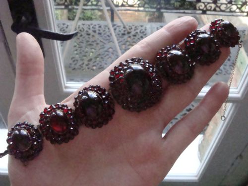 HUGE VICTORIAN BOHEMIAN CABOCHON GARNET BRACELET 56G 7 - ADDITIONAL PHOTO 4