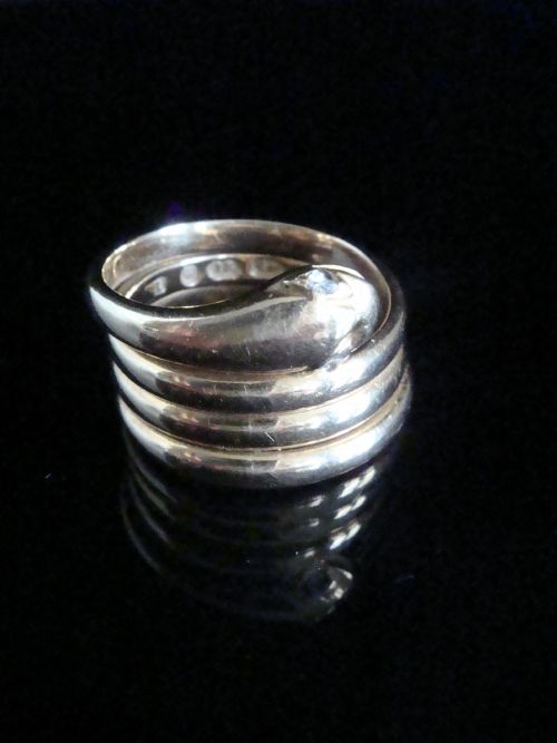 victorian 18ct old cut diamond heavy snake ring 116g ring size p 12 - CATEGORY: ANTIQUE JEWELLERY - DATED VICTORIAN