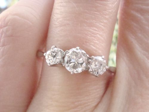 EDWARDIAN PLATINUM TRILOGY OLD CUT DIAMOND 070CT 3 STONE RING - ADDITIONAL PHOTO 5