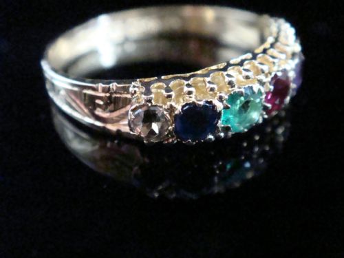 VICTORIAN 15CT YELLOW GOLD DEAREST DIAMOND EMERALD AMETHYST RUBY SAPPHIRE RING - ADDITIONAL PHOTO 3