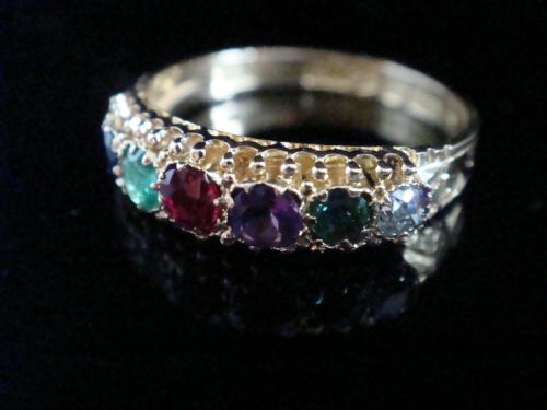 VICTORIAN 15CT YELLOW GOLD DEAREST DIAMOND EMERALD AMETHYST RUBY SAPPHIRE RING - ADDITIONAL PHOTO 4