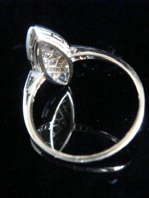 EDWARDIAN FRENCH 18CT YELLOW GOLD DIAMOND EMERALD NAVETTE MARQUIS RING - ADDITIONAL PHOTO 2