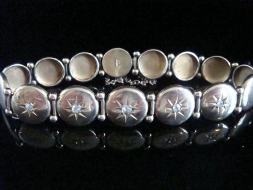 edwardian 9ct yellow gold star celestial old cut diamond bracelet 116g - CATEGORY: ANTIQUE JEWELLERY - DATED EDWARDIAN
