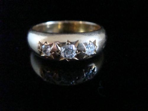 victorian 18ct ornate yellow gold band old cut diamond star gypsy band - CATEGORY: ANTIQUE JEWELLERY - DATED VICTORIAN