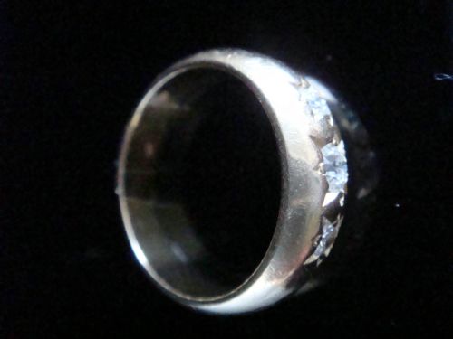 VICTORIAN 18CT ORNATE YELLOW GOLD BAND OLD CUT DIAMOND STAR GYPSY BAND - ADDITIONAL PHOTO 1