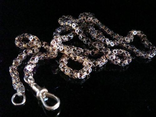 victorian 9ct yellow gold star longuard chain 138g 24 dog clip - CATEGORY: ANTIQUE JEWELLERY - DATED VICTORIAN