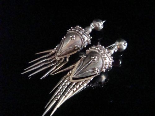 victorian high carat 15ct ornate drop earrings 54g - CATEGORY: ANTIQUE JEWELLERY - DATED VICTORIAN