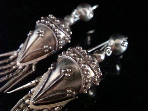 VICTORIAN HIGH CARAT 15CT ORNATE DROP EARRINGS 54G - ADDITIONAL PHOTO 1