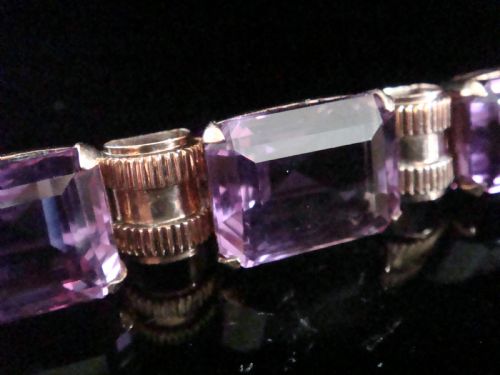 HEAVY RETRO VINTAGE 9CT YELLOW GOLD TANK AMETHYST 100 CARATS BRACELET 445G - ADDITIONAL PHOTO 1