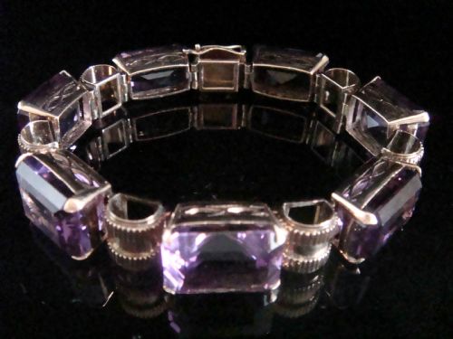 HEAVY RETRO VINTAGE 9CT YELLOW GOLD TANK AMETHYST 100 CARATS BRACELET 445G - ADDITIONAL PHOTO 2