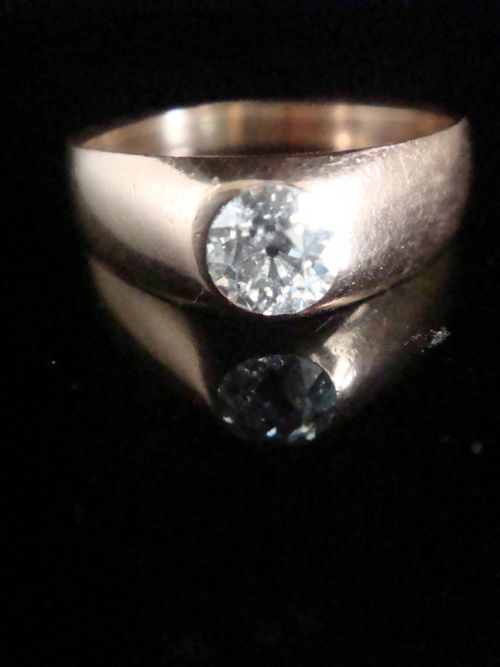 victorian 18ct rose gold band old cut diamond single stone 060ct gypsy band - CATEGORY: ANTIQUE JEWELLERY - DATED VICTORIAN