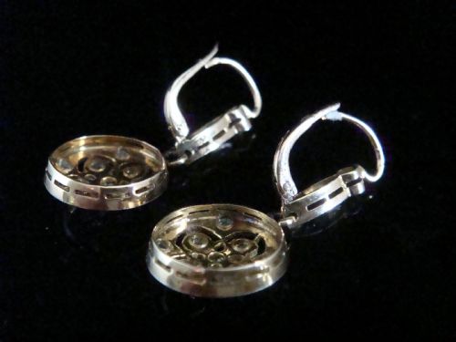 ORIGINAL EDWARDIAN 18CT FRENCH ROSE CUT DIAMOND DROP EARRINGS - ADDITIONAL PHOTO 2
