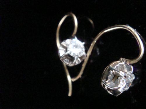 ORIGINAL EDWARDIAN 18CT OLD BRILLIANT CUT DIAMOND DROP SOLITAIRE 060CT EARRINGS - ADDITIONAL PHOTO 1