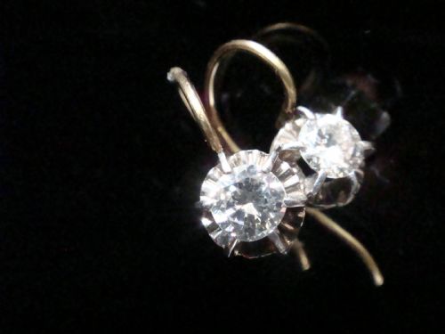 ORIGINAL EDWARDIAN 18CT OLD BRILLIANT CUT DIAMOND DROP SOLITAIRE 060CT EARRINGS - ADDITIONAL PHOTO 4