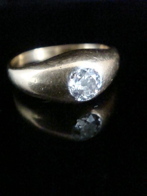 victorian 18ct yellow gold band old cut diamond single stone 050ct gypsy band - CATEGORY: ANTIQUE JEWELLERY - DATED VICTORIAN