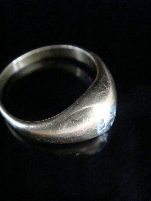 VICTORIAN 18CT YELLOW GOLD BAND OLD CUT DIAMOND SINGLE STONE 050CT GYPSY BAND - ADDITIONAL PHOTO 3