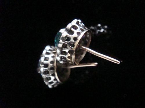 EDWARDIAN 18CT WHITE GOLD NATURAL BLUE ZIRCON WHITE ZIRCON CLUSTER EARRINGS - ADDITIONAL PHOTO 3