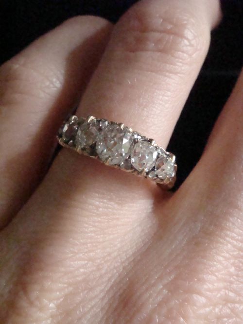 VICTORIAN 18CT YELLOW GOLD OLD CUT DIAMOND 155CT 5 STONE RING - ADDITIONAL PHOTO 4
