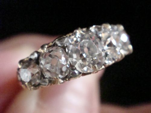 VICTORIAN 18CT YELLOW GOLD OLD CUT DIAMOND 155CT 5 STONE RING - ADDITIONAL PHOTO 7