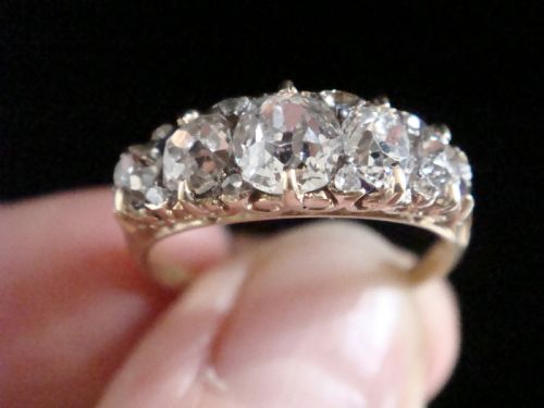 VICTORIAN 18CT YELLOW GOLD OLD CUT DIAMOND 155CT 5 STONE RING - ADDITIONAL PHOTO 8