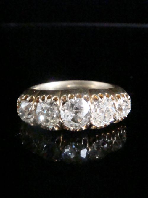 EARLY VICTORIAN 18CT YELLOW GOLD OLD CUT DIAMOND 260280CT 5 STONE RING - ADDITIONAL PHOTO 7