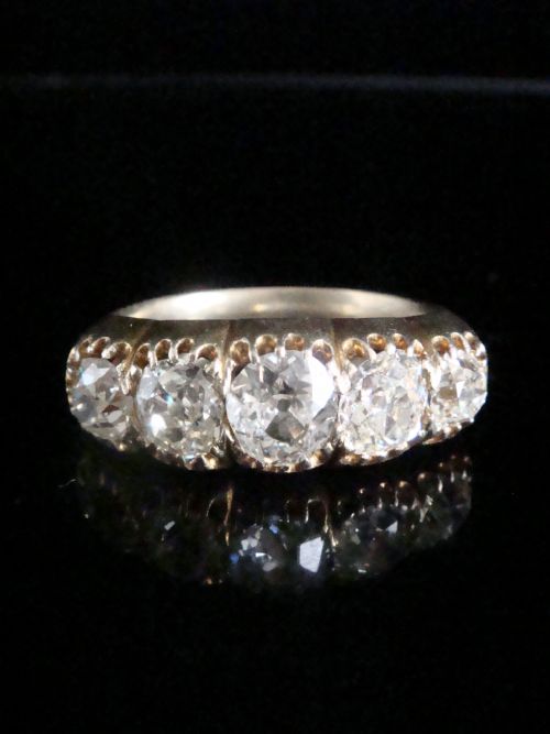 EARLY VICTORIAN 18CT YELLOW GOLD OLD CUT DIAMOND 260280CT 5 STONE RING - ADDITIONAL PHOTO 8