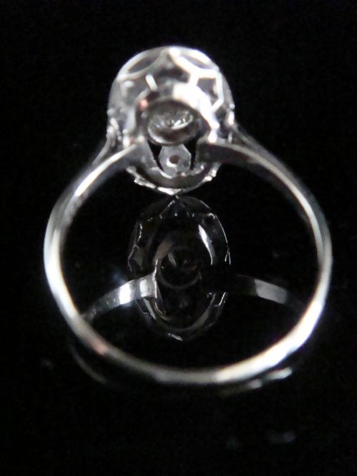 ANTIQUE ART DECO 1920S 18K 18CT SAPPHIRE AND DIAMOND PAVE SET RING - ADDITIONAL PHOTO 3