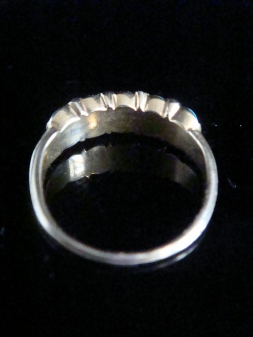 VICTORIAN 18CT YELLOW GOLD TURQUOISE AND DIAMOND 5 STONE RING WONDERFUL QUALITY - ADDITIONAL PHOTO 2