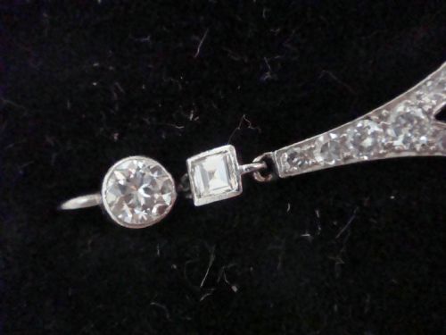 ART DECO PLATINUM NIGHT AND DAY BAROQUE PEARL NATURAL DIAMOND DROP EARRINGS - ADDITIONAL PHOTO 4