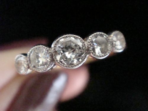 EDWARDIAN 18CT YELLOW GOLD PLATINUM OLD CUT DIAMOND 050CT 5 STONE RING - ADDITIONAL PHOTO 1