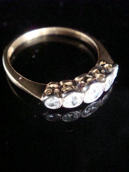 EDWARDIAN 18CT YELLOW GOLD PLATINUM OLD CUT DIAMOND 050CT 5 STONE RING - ADDITIONAL PHOTO 2
